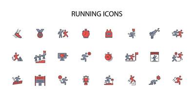 running icon set..Editable stroke.linear style sign for use web design,logo.Symbol illustration. vector