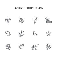 positive thinking icon set..Editable stroke.linear style sign for use web design,logo.Symbol illustration. vector