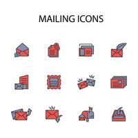 Mailing icon set..Editable stroke.linear style sign for use web design,logo.Symbol illustration. vector