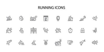 running icon set..Editable stroke.linear style sign for use web design,logo.Symbol illustration. vector