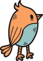 un dibujos animados pájaro con un puntiagudo pico es en pie en sus posterior piernas vector