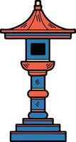 A tall, colorful pole with a red roof vector