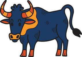A cartoon cow with horns and a big mouth vector