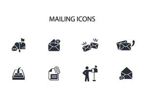 Mailing icon set..Editable stroke.linear style sign for use web design,logo.Symbol illustration. vector