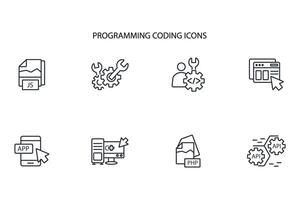 programming coding icon set..Editable stroke.linear style sign for use web design,logo.Symbol illustration. vector