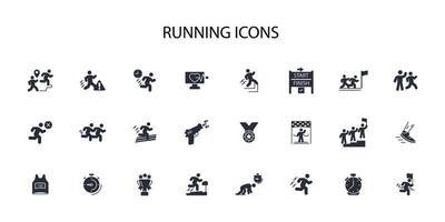 running icon set..Editable stroke.linear style sign for use web design,logo.Symbol illustration. vector