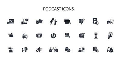 Podcast icon set..Editable stroke.linear style sign for use web design,logo.Symbol illustration. vector