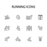 running icon set..Editable stroke.linear style sign for use web design,logo.Symbol illustration. vector