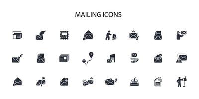 Mailing icon set..Editable stroke.linear style sign for use web design,logo.Symbol illustration. vector