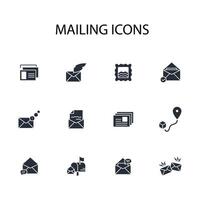 Mailing icon set..Editable stroke.linear style sign for use web design,logo.Symbol illustration. vector