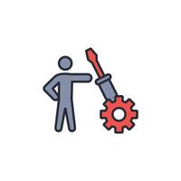 repairman icon. .Editable stroke.linear style sign for use web design,logo.Symbol illustration. vector