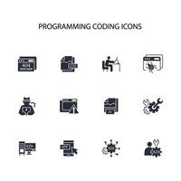 programming coding icon set..Editable stroke.linear style sign for use web design,logo.Symbol illustration. vector