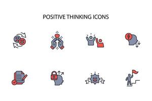 positive thinking icon set..Editable stroke.linear style sign for use web design,logo.Symbol illustration. vector