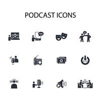 Podcast icon set..Editable stroke.linear style sign for use web design,logo.Symbol illustration. vector