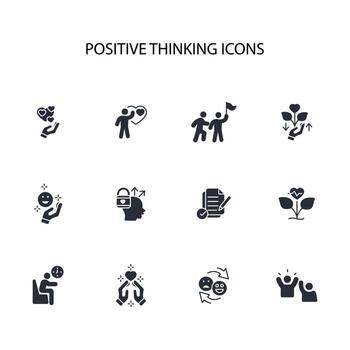positive thinking icon set..Editable stroke.linear style sign for use web design,logo.Symbol illustration. vector