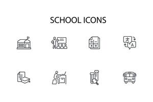 School icon set..Editable stroke.linear style sign for use web design,logo.Symbol illustration. vector