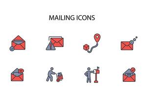 Mailing icon set..Editable stroke.linear style sign for use web design,logo.Symbol illustration. vector