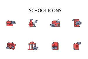 School icon set..Editable stroke.linear style sign for use web design,logo.Symbol illustration. vector