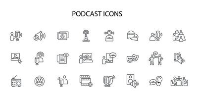 podcast icono establecer...editable trazo.lineal estilo firmar para utilizar web diseño,logotipo.símbolo ilustración. vector