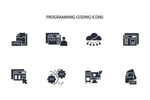 programming coding icon set..Editable stroke.linear style sign for use web design,logo.Symbol illustration. vector