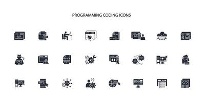 programming coding icon set..Editable stroke.linear style sign for use web design,logo.Symbol illustration. vector