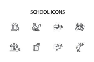 School icon set..Editable stroke.linear style sign for use web design,logo.Symbol illustration. vector