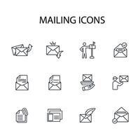 Mailing icon set..Editable stroke.linear style sign for use web design,logo.Symbol illustration. vector