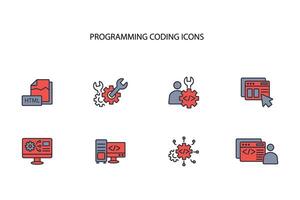 programming coding icon set..Editable stroke.linear style sign for use web design,logo.Symbol illustration. vector