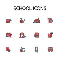 School icon set..Editable stroke.linear style sign for use web design,logo.Symbol illustration. vector