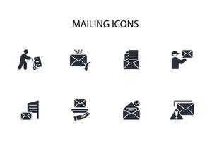 Mailing icon set..Editable stroke.linear style sign for use web design,logo.Symbol illustration. vector