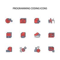 programming coding icon set..Editable stroke.linear style sign for use web design,logo.Symbol illustration. vector