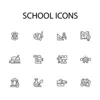 School icon set..Editable stroke.linear style sign for use web design,logo.Symbol illustration. vector