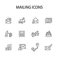 Mailing icon set..Editable stroke.linear style sign for use web design,logo.Symbol illustration. vector