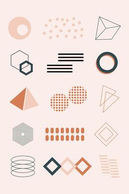Abstract Geometric Memphis Shape Template Illustration