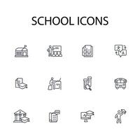 School icon set..Editable stroke.linear style sign for use web design,logo.Symbol illustration. vector