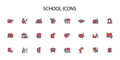 School icon set..Editable stroke.linear style sign for use web design,logo.Symbol illustration. vector