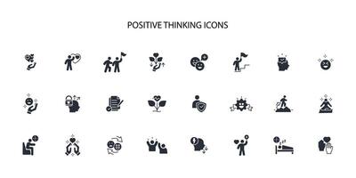 positive thinking icon set..Editable stroke.linear style sign for use web design,logo.Symbol illustration. vector