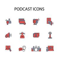 Podcast icon set..Editable stroke.linear style sign for use web design,logo.Symbol illustration. vector