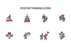 positive thinking icon set..Editable stroke.linear style sign for use web design,logo.Symbol illustration. vector