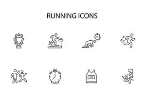 running icon set..Editable stroke.linear style sign for use web design,logo.Symbol illustration. vector