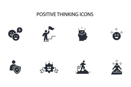 positive thinking icon set..Editable stroke.linear style sign for use web design,logo.Symbol illustration. vector