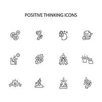 positive thinking icon set..Editable stroke.linear style sign for use web design,logo.Symbol illustration. vector