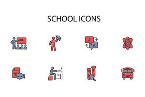 School icon set..Editable stroke.linear style sign for use web design,logo.Symbol illustration. vector