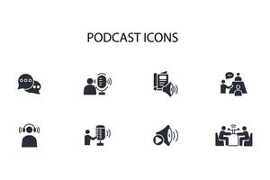 Podcast icon set..Editable stroke.linear style sign for use web design,logo.Symbol illustration. vector