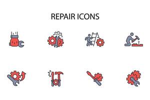 Repair icon set..Editable stroke.linear style sign for use web design,logo.Symbol illustration. vector