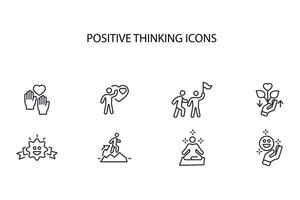 positive thinking icon set..Editable stroke.linear style sign for use web design,logo.Symbol illustration. vector