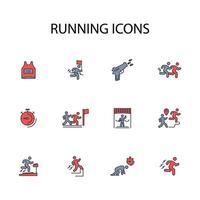 running icon set..Editable stroke.linear style sign for use web design,logo.Symbol illustration. vector