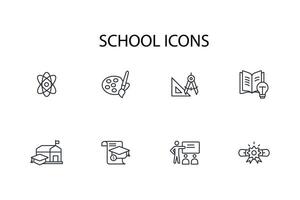 School icon set..Editable stroke.linear style sign for use web design,logo.Symbol illustration. vector