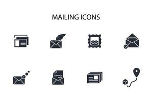 Mailing icon set..Editable stroke.linear style sign for use web design,logo.Symbol illustration. vector