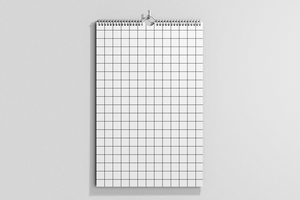 vertikal tråd bunden bindande spiral ringa vägg kalender 11x17 tum realistisk redigerbar attrapp design mall psd